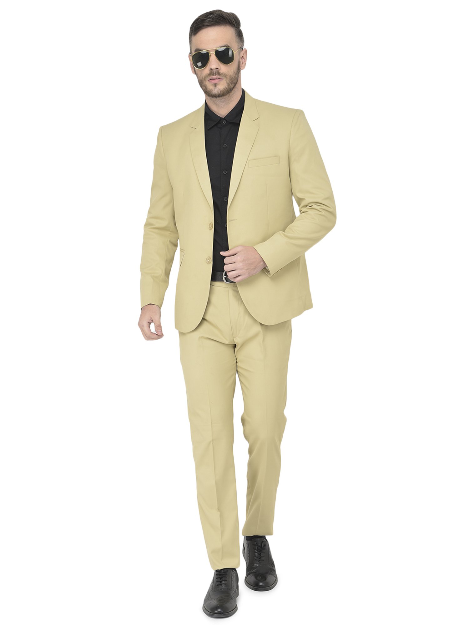 SG RAJASAHAB Beige Regular Fit Blazer