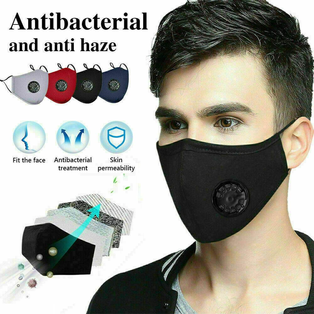 Face Mask With Pocket For Filter Exhalon Valve Reusable Mouth Cover Black
