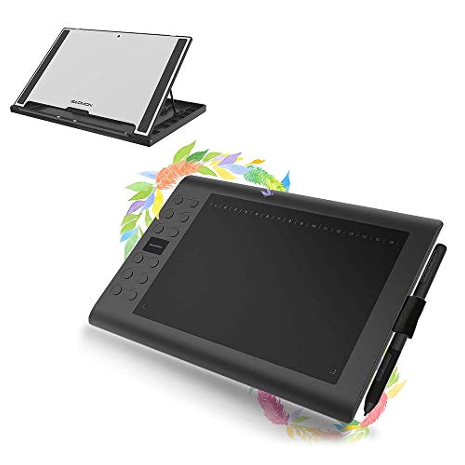 GAOMON M106K PRO 10 x 6.25 Graphics Drawing Tablet Tilt Supported Battery-Free Stylus, with Tablet Stand GMS01