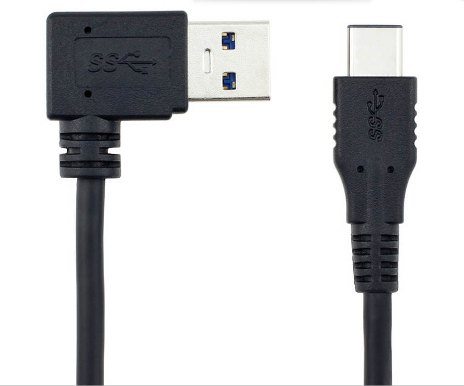 USB 3.1 90-Degree Angle Type-C to USB 3.0 Type-A Male Sync & Charging Cable, Latest Reversible Micro USB 3.1 Type-C Connector, Ultra Fast Transfer Rate up to 10Gbps (1.25GB/s)- Black, 1m (3.3ft)