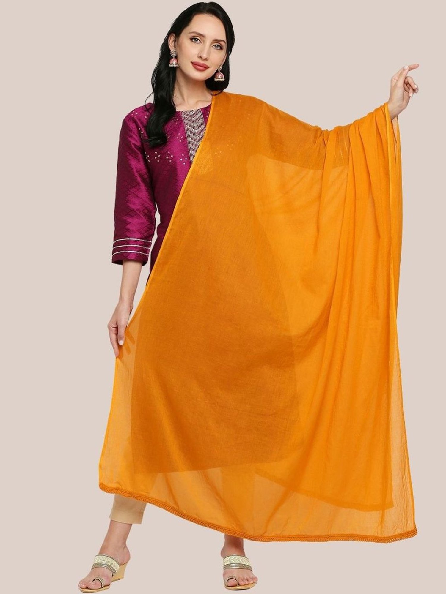 Dupatta Bazaar Rust Cotton Dupatta