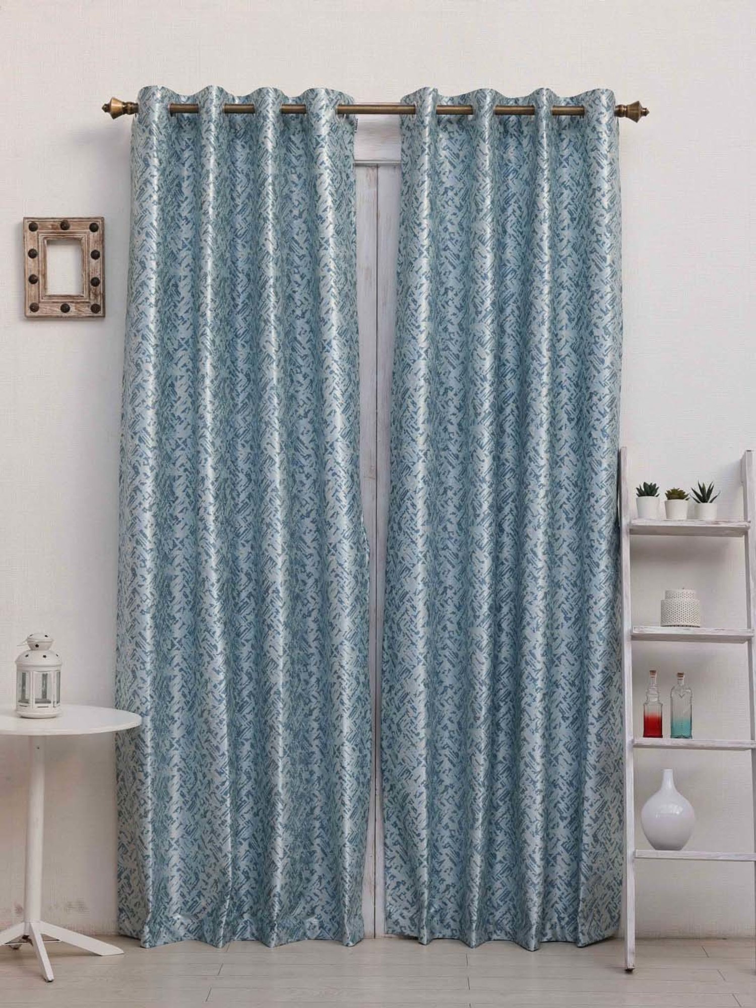 Ariana Chippy Blue Polyester 5ft Window Eyelet Curtain