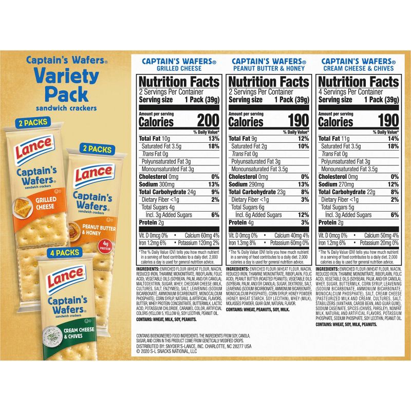 Lance Variety Pack Captain's Wafer Cracker Sandwiches - 11oz/8ct