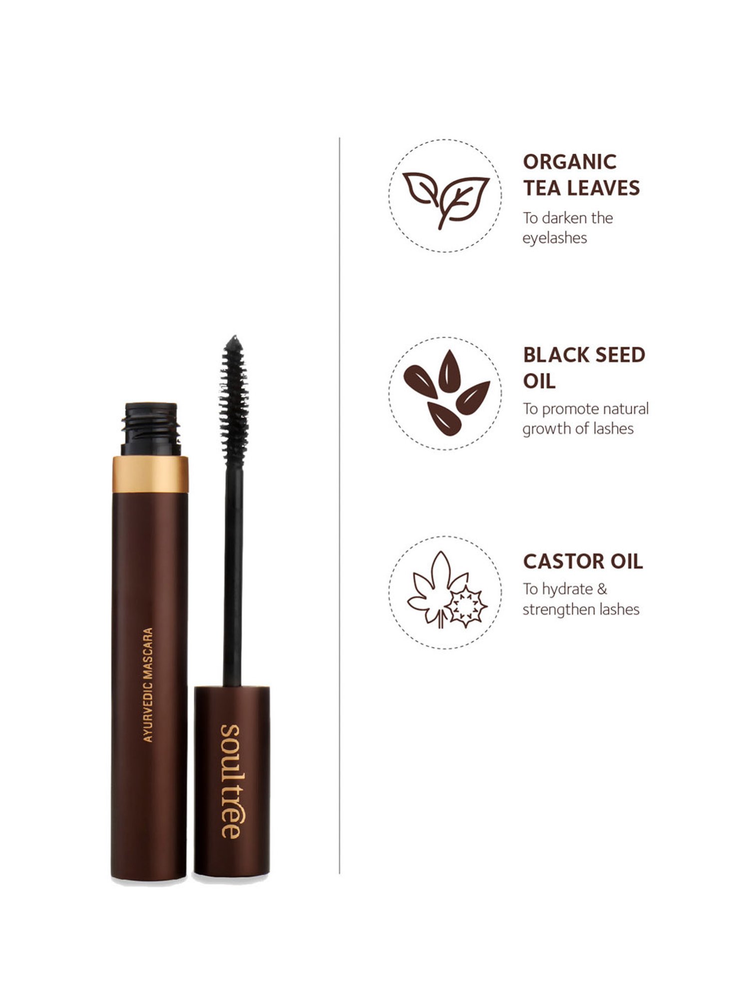 SoulTree Ayurvedic Mascara - Pure Black - 6 gm | Organic Mascara
