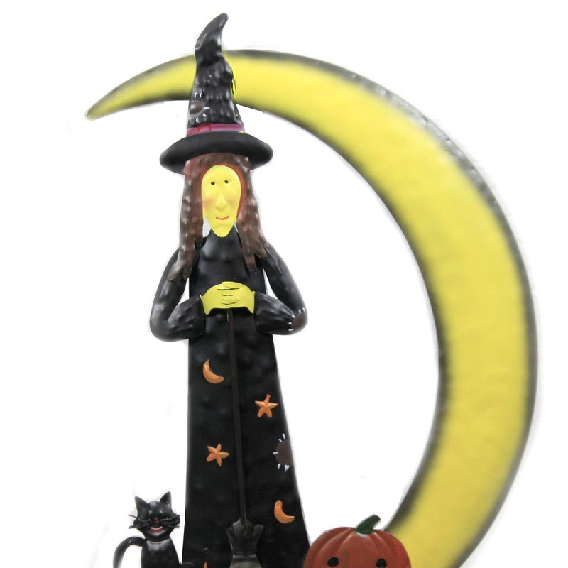 Home & Garden 27.0" Witch In The Moon Stake Halloween Decoration Black Cat Direct Designs International  -  Decorative Garden Stakes