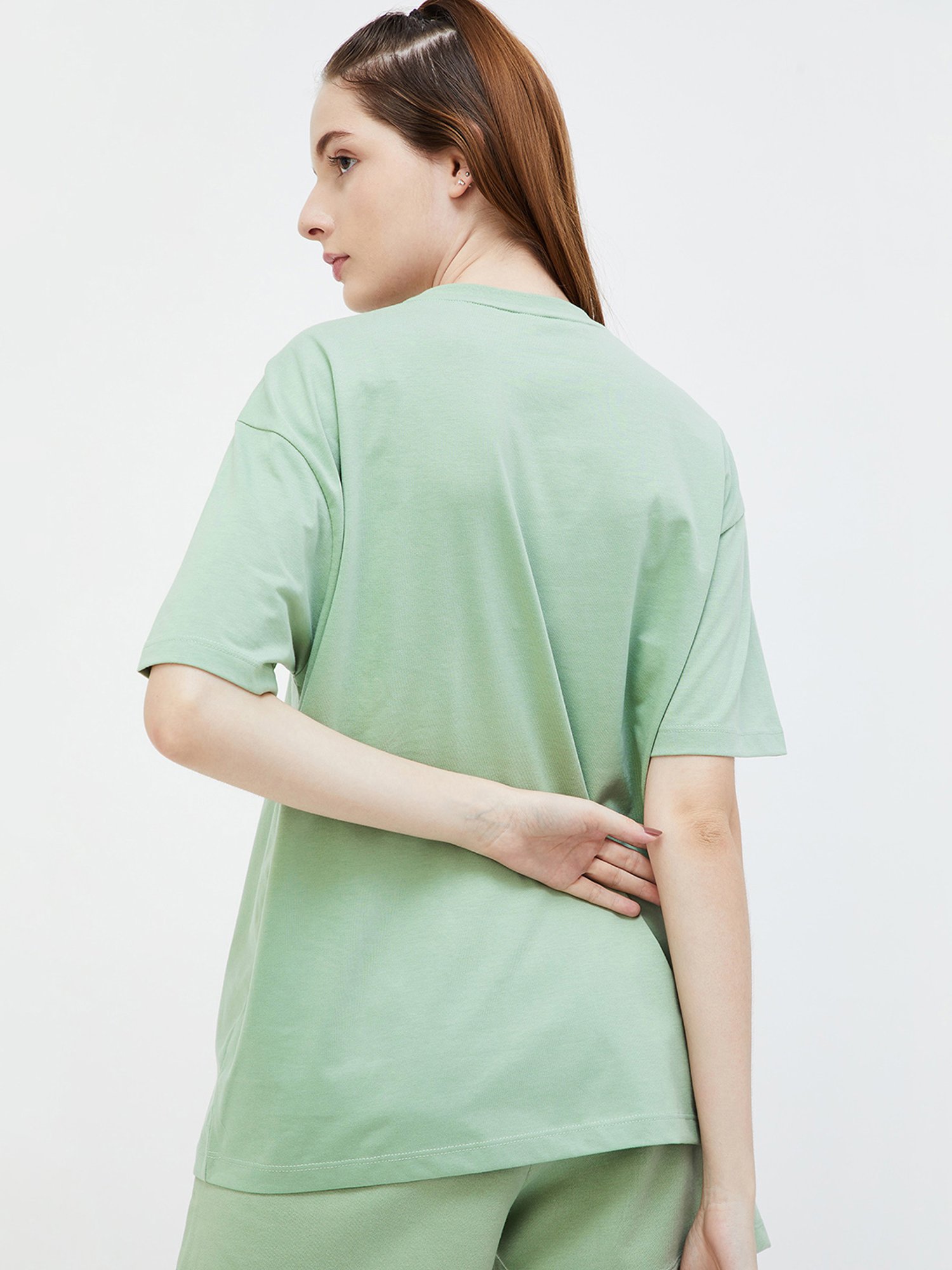 Ginger by Lifestyle Sage Green Regular Fit T-Shirt