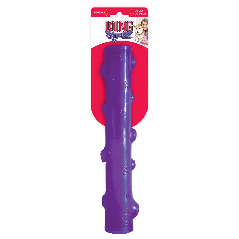 KONG Squeezz Stick Fetch Dog Toy - Purple - L
