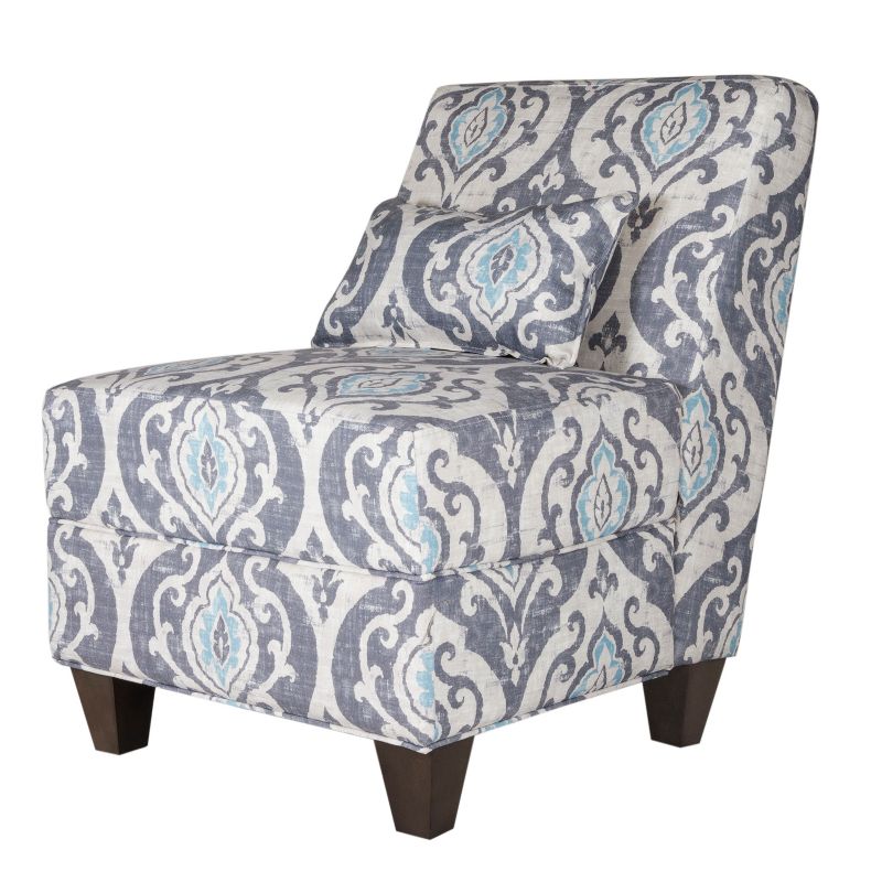 Blue Slate Collection Accent Chair Gray/Light/Large Damask - HomePop