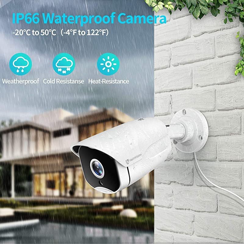 5MP PoE Security Camera System with 10 inch LCD Monitor, 8CH NVR 4Pcs Security Camera Outdoor with Night Vision, Waterproof, Motion Detection, Remote Access, No Hard Drive