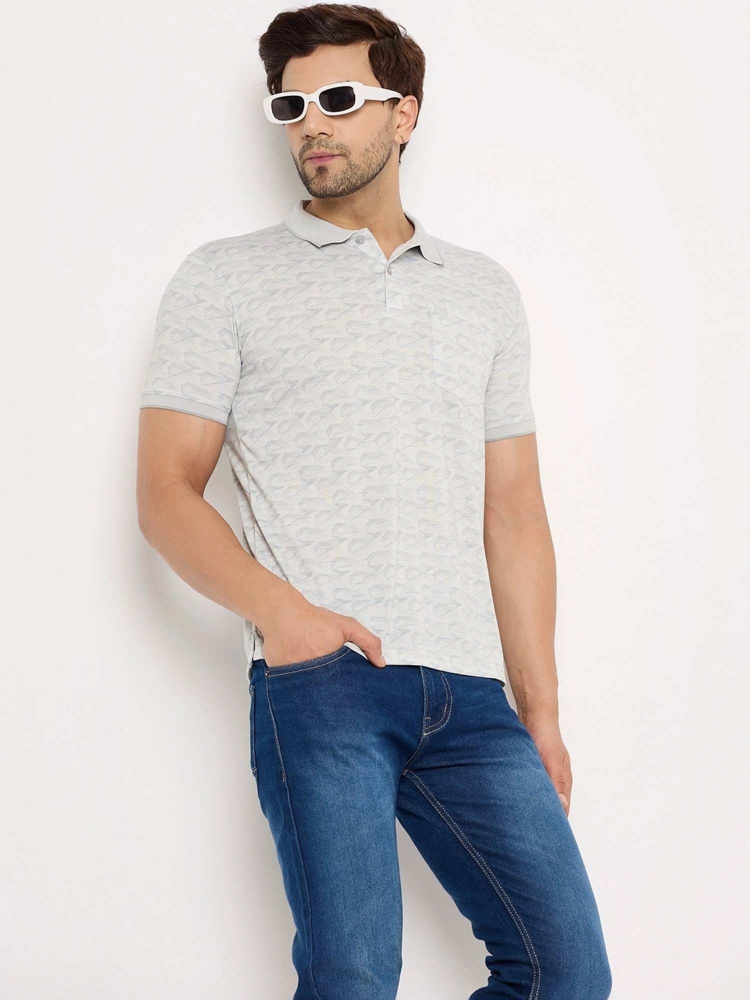 Duke Grey Regular Fit Printed Polo T-Shirt