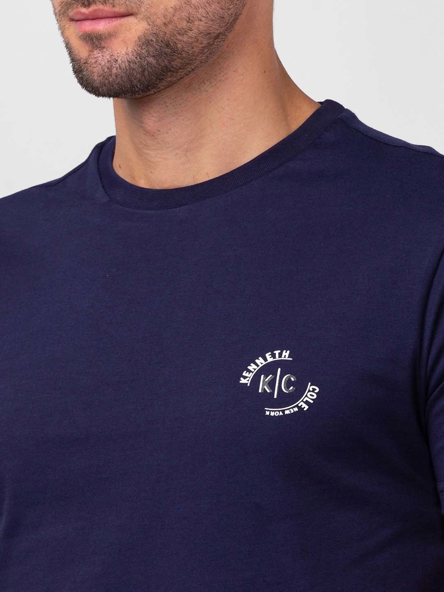 Kenneth Cole Navy Slim Fit Crew T-Shirt