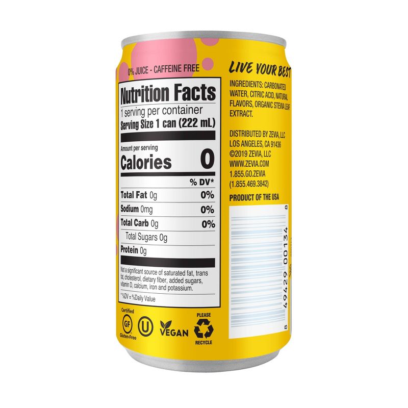 Zevia Kidz Strawberry Lemonade Zero Calorie Soda - 6pk/7.5 fl oz Cans