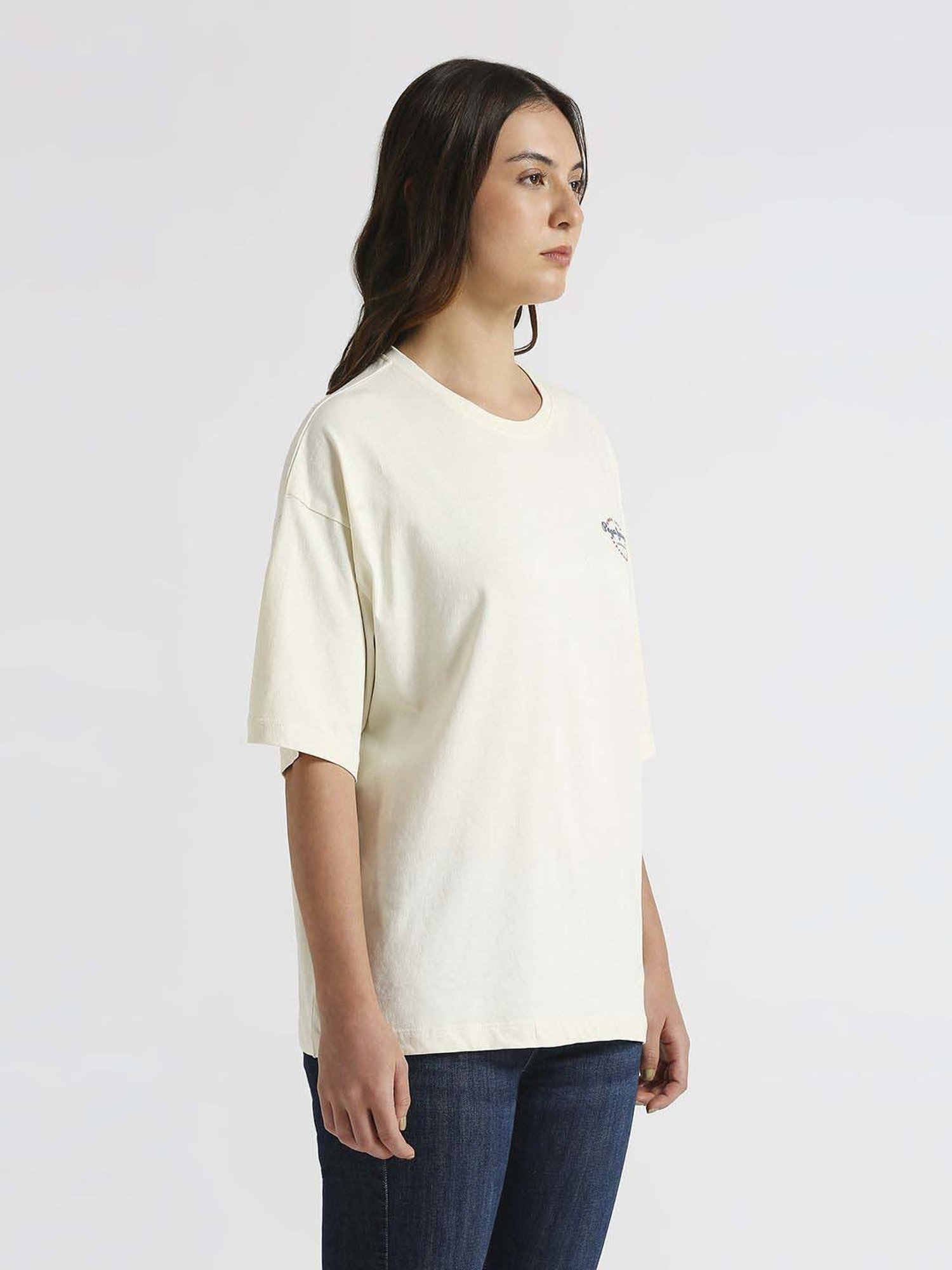 Pepe Jeans White Cotton Printed T-Shirt