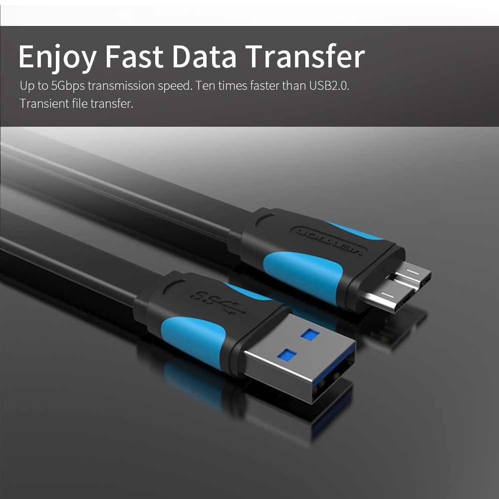 VENTION USB Type A Male to Micro B Cable Super Speed USB3.0 Cable for External Hard Drive Samsung S5 and Note3 1.5m/4.92ft Black