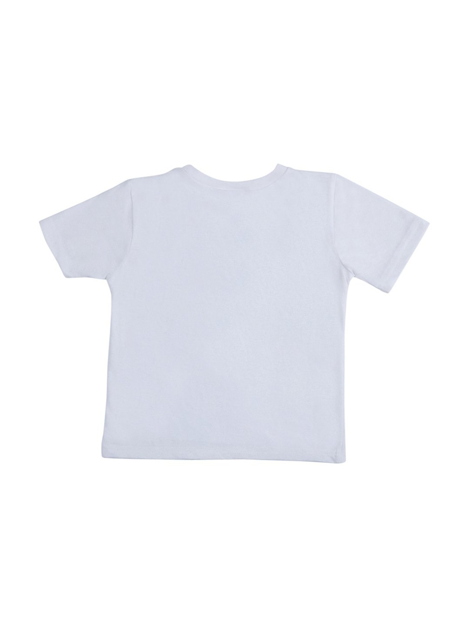 BownBee Kids White Cotton Holi Printed T-Shirt