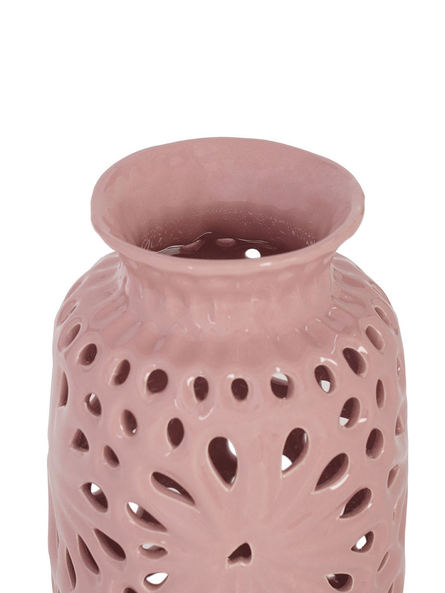 Pure Home and Living Pink Ceramic Cut Out Pattern Vase