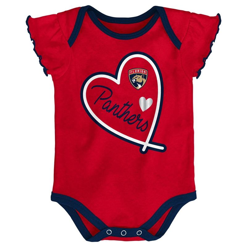NHL Florida Panthers Girls' Winning Goal 3pk Body Suit Set - 12M