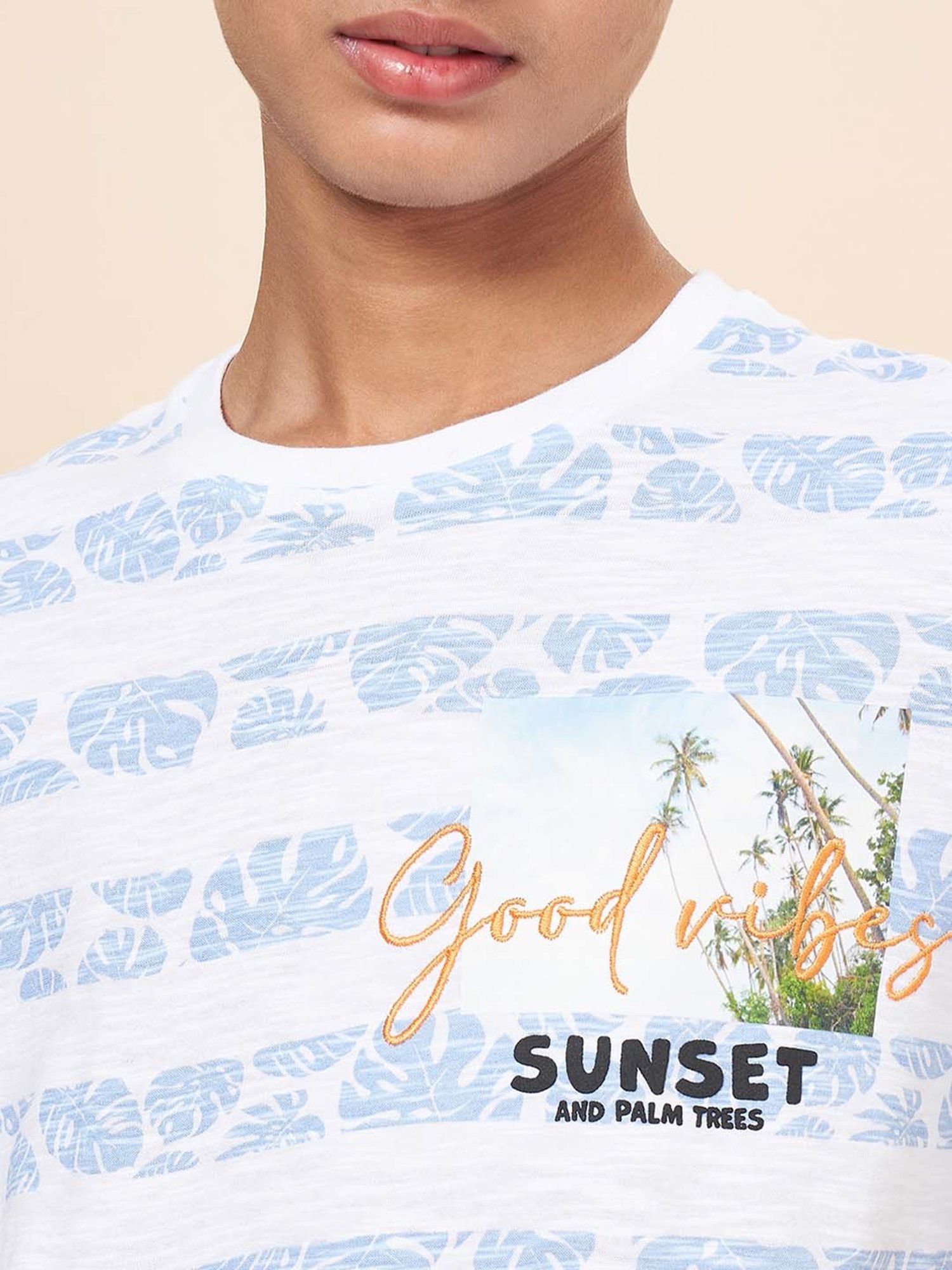 Coolsters by Pantaloons Kids White & Blue Cotton Printed T-Shirt