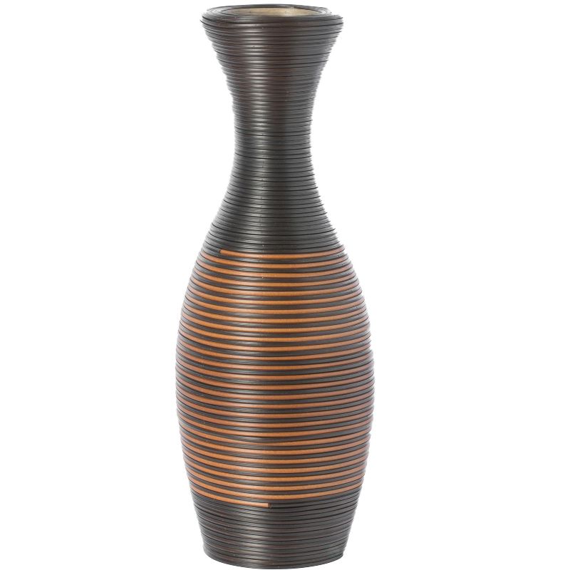 Uniquewise Artificial Rattan Decorative Tabletop Centerpiece Vase 23 Inch High, Black and Brown