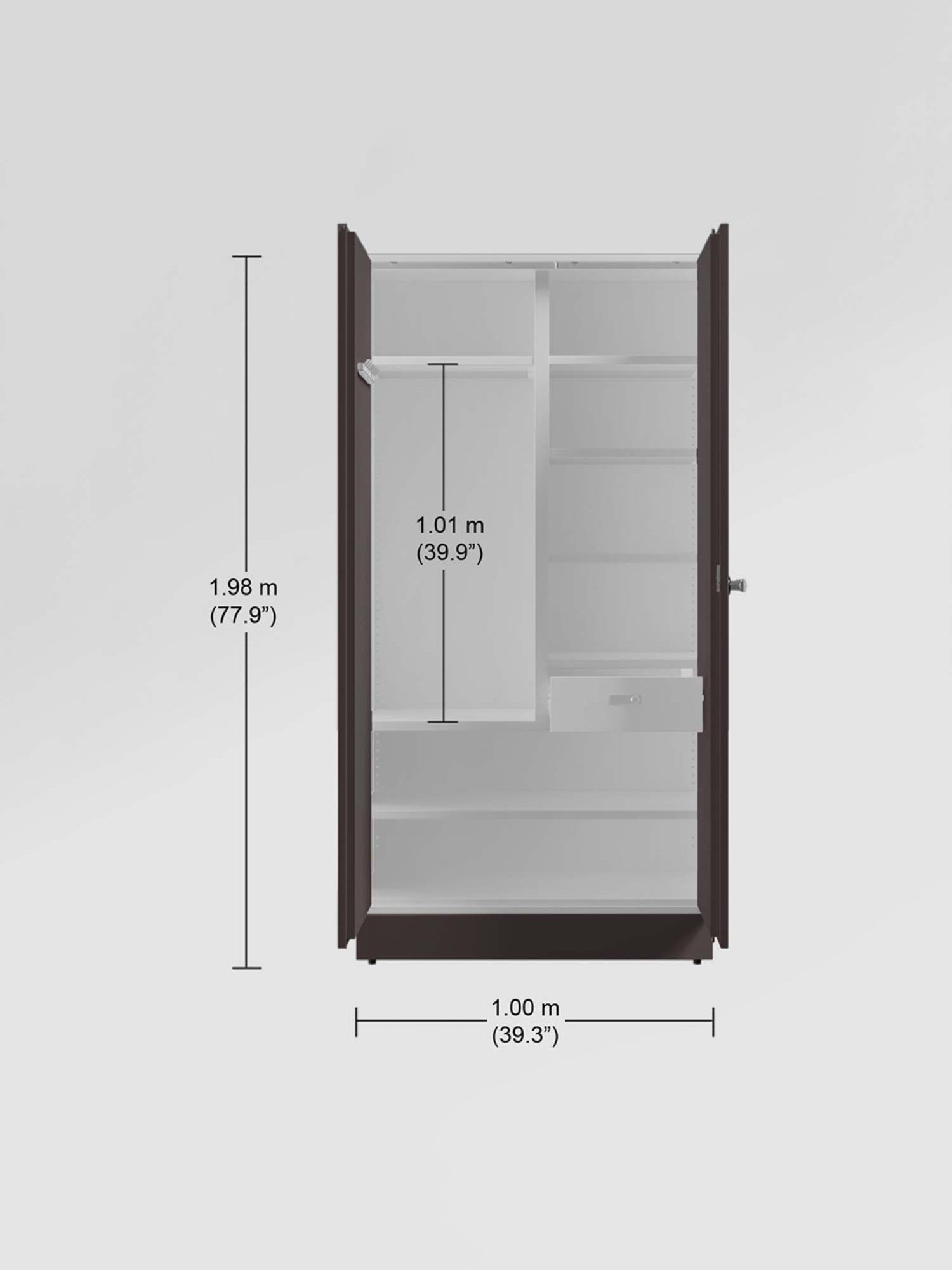 Godrej Interio Auraline Women Basic 2-Door Almirah, Textured Brown (1-Year Warranty, 1 Drawer)