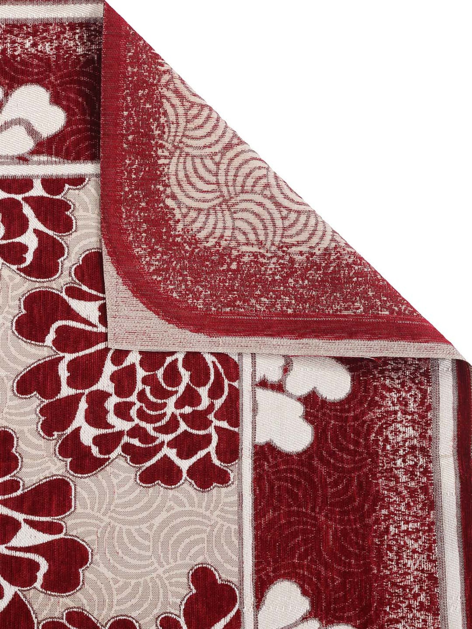 HOSTA HOMES Maroon & Beige Velvet 5-Seater Sofa Cover - Set of 10