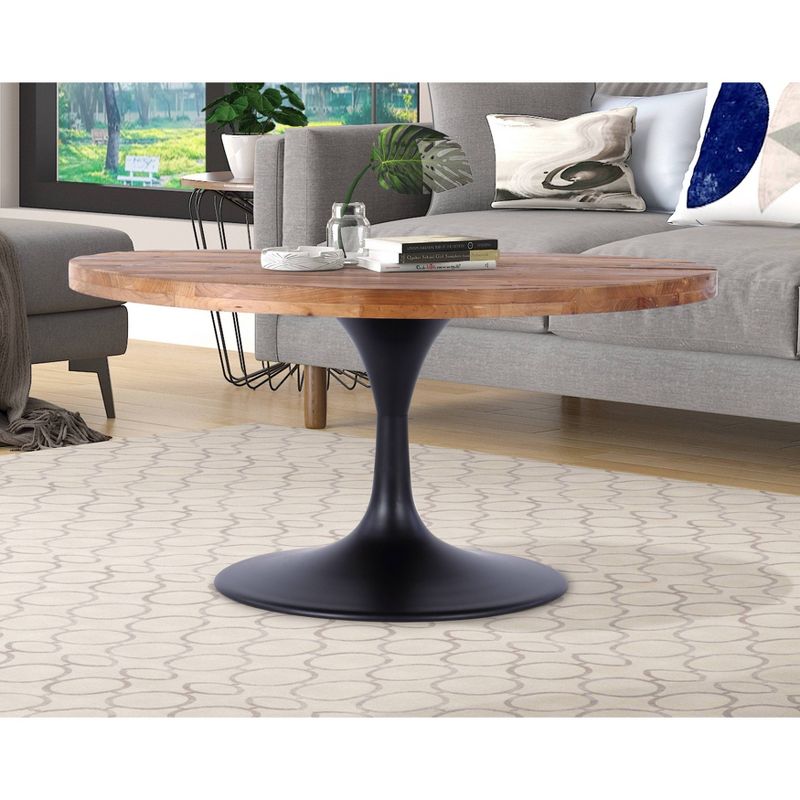 36" Lenora Round Pedestal Coffee Table Brown/Black - Summerland Home