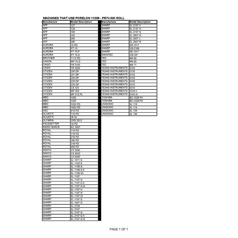 11206 PR74 Calculator Ink Roll 1Pack