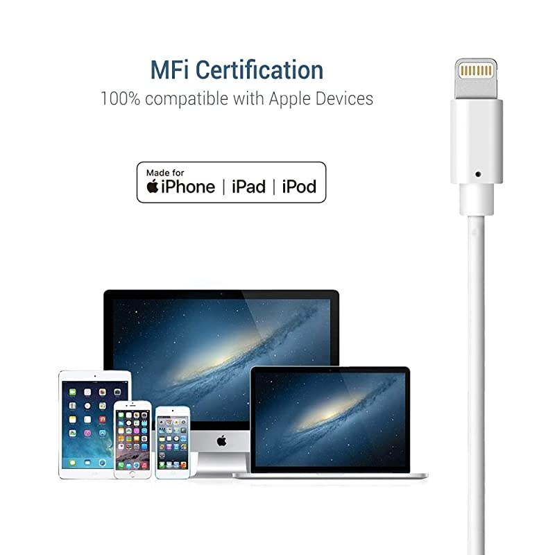 iPhone Charger Cable MFi Certified Lightning Cable 3Pack 3FT Fast Charging iPhone USB Cable Compatible iPhone Xs Max X 8Plus 7Plus 6S Plus 6 5S iPad Pro Air iPod and More White