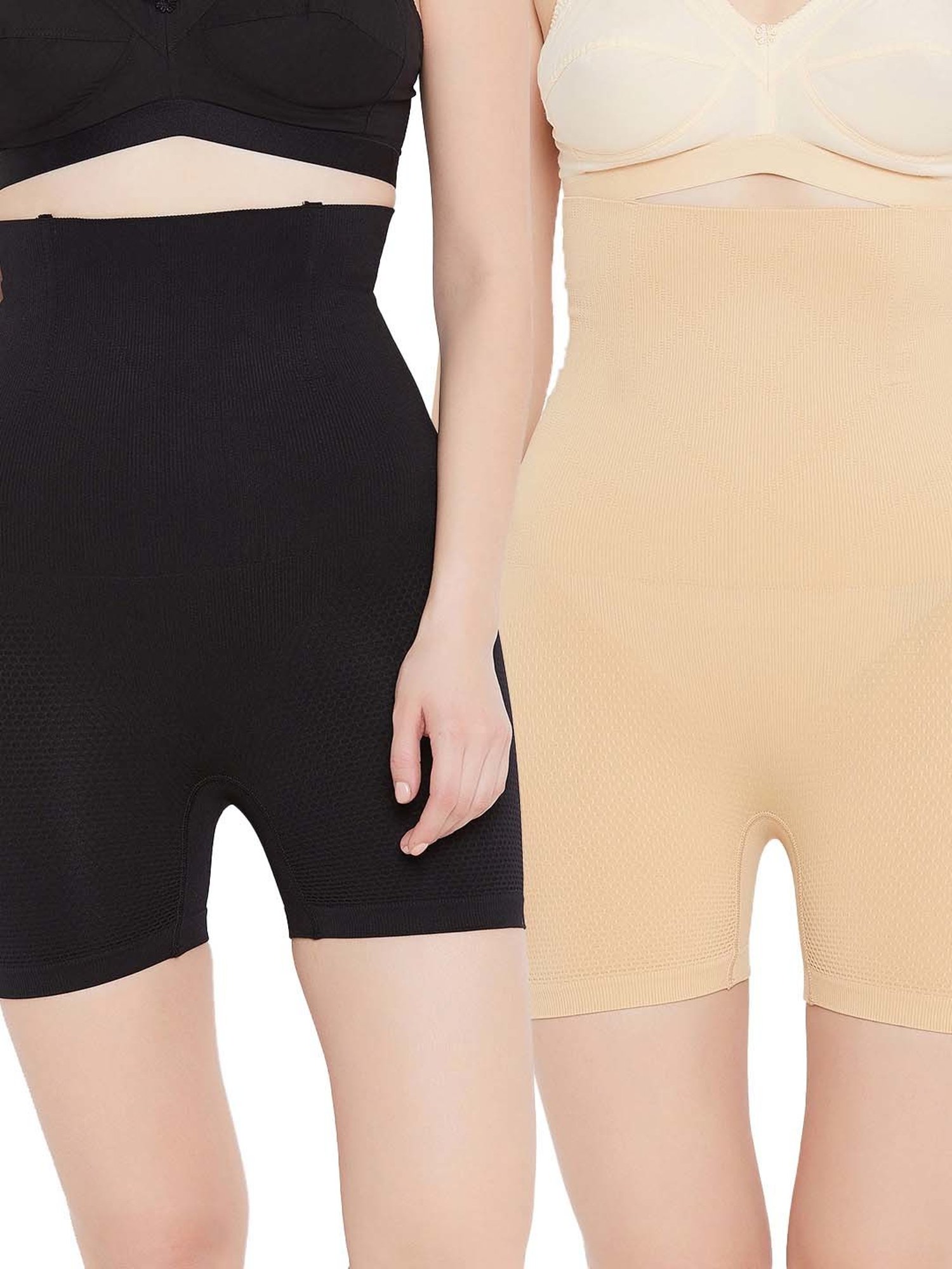 Secrets By ZeroKaata Beige & Black Plain Tummy Shapewear - Pack Of 2