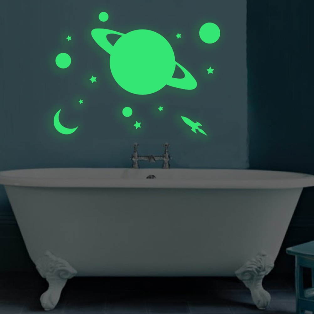 1pc Luminous Wall Sticker Planet Pattern Stickers Decorative Wall Decal DIY Wallpaper for Living Room Bedroom