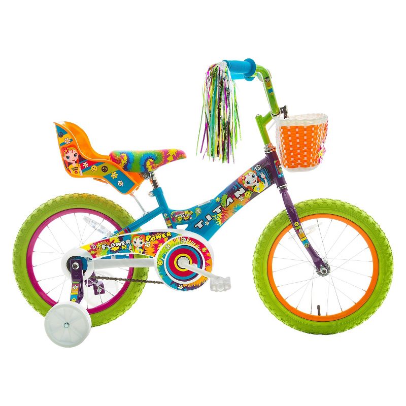 Titan Flower Power Princess 16" Kids' Bike - Blue/Green