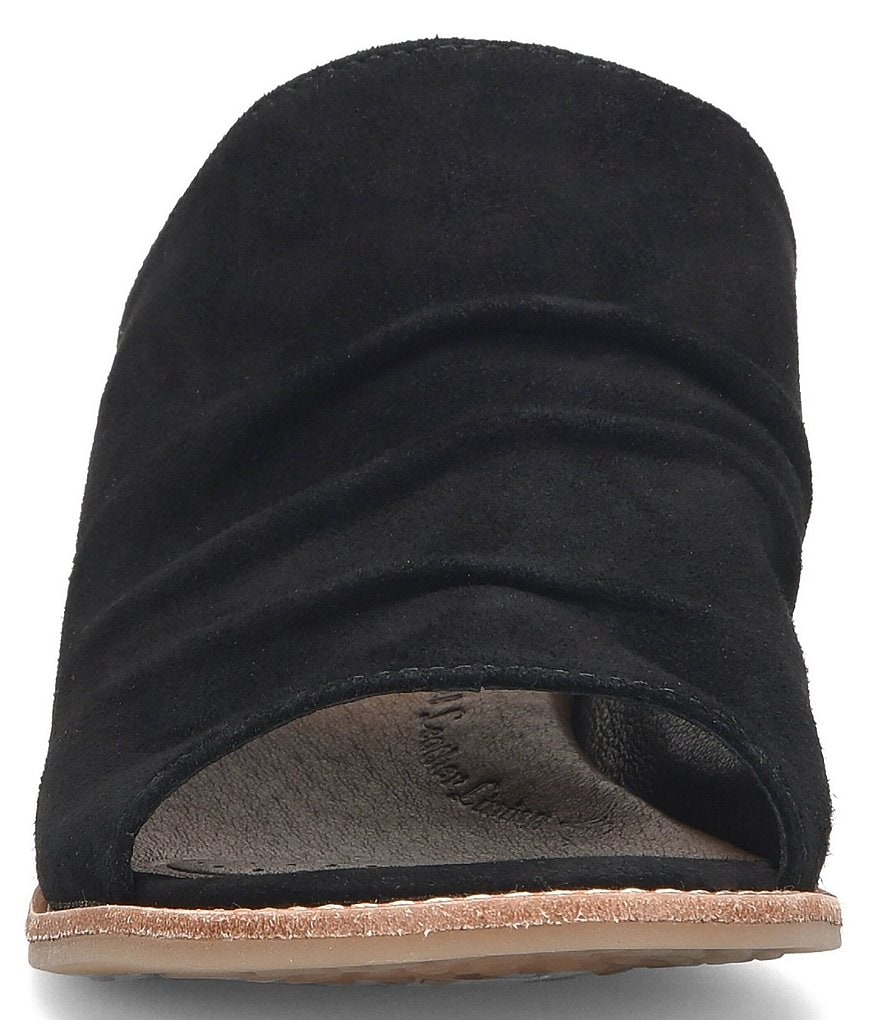 Sofft Netta Suede Stack Heel Peep Toe Mules