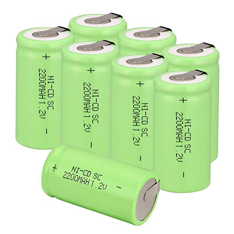 12V 2200mAh NiCd Tap Sub C SC Rechargeable Battery Batteries 12pcs Green