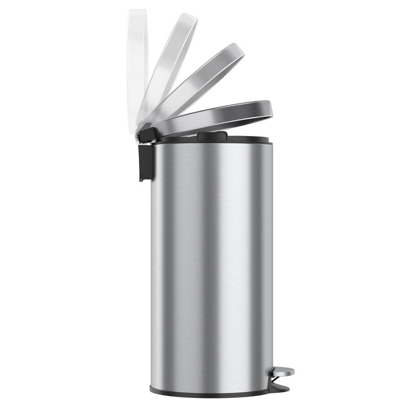iTouchless Step Pedal Kitchen Trash Can with AbsorbX Odor Filter and Removable Inner Bucket 8 Gallon Round Stainless Steel