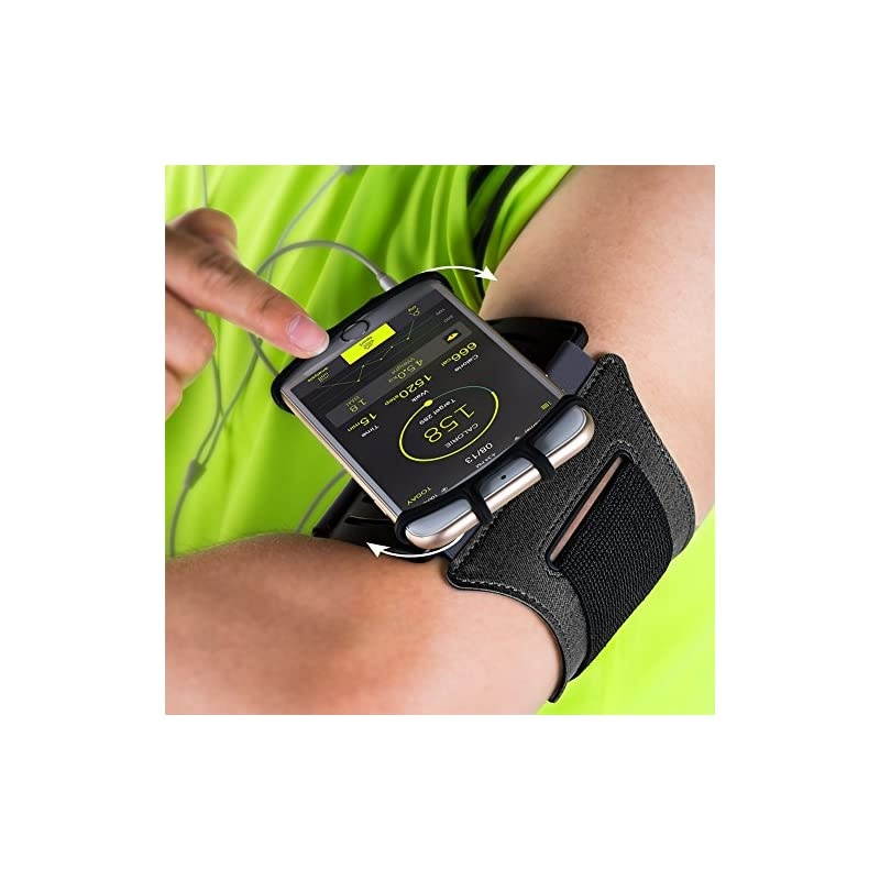 Running Armband for iPhone 12 Pro 11 Pro Max X XR XS 8 7 6 6s Plus,Galaxy S20 S10 S9 Plus, Note 20/10/9/8, 360&deg;Rotatable with Key Holder Phone Armband for Hiking Biking Walking(Black)