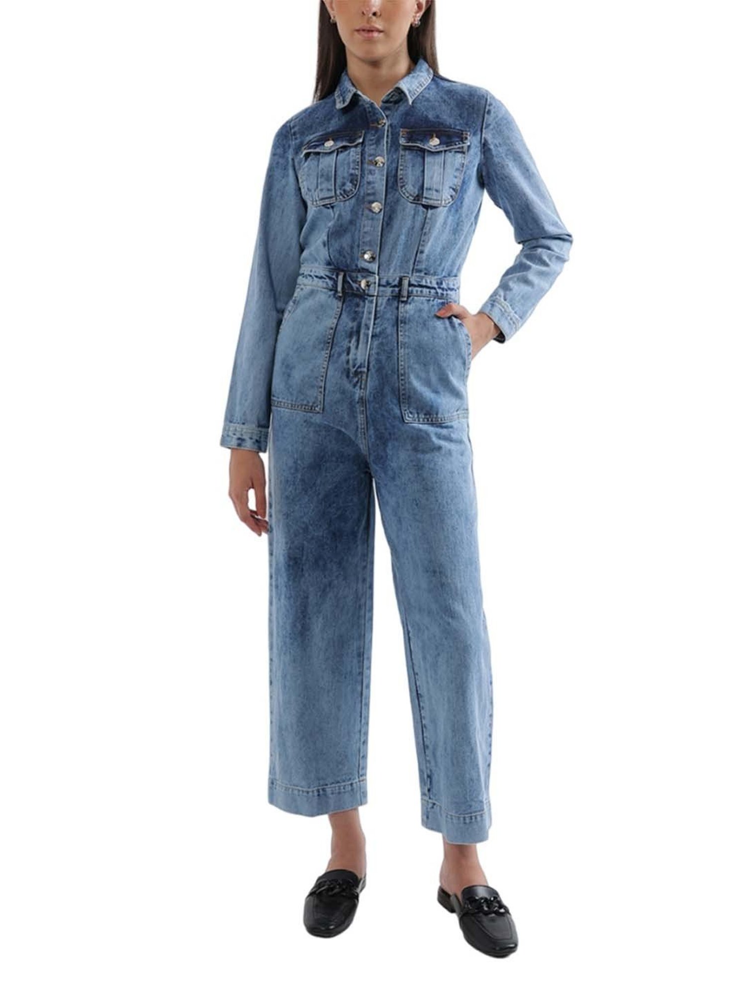 Elle Blue Cotton Jumpsuit