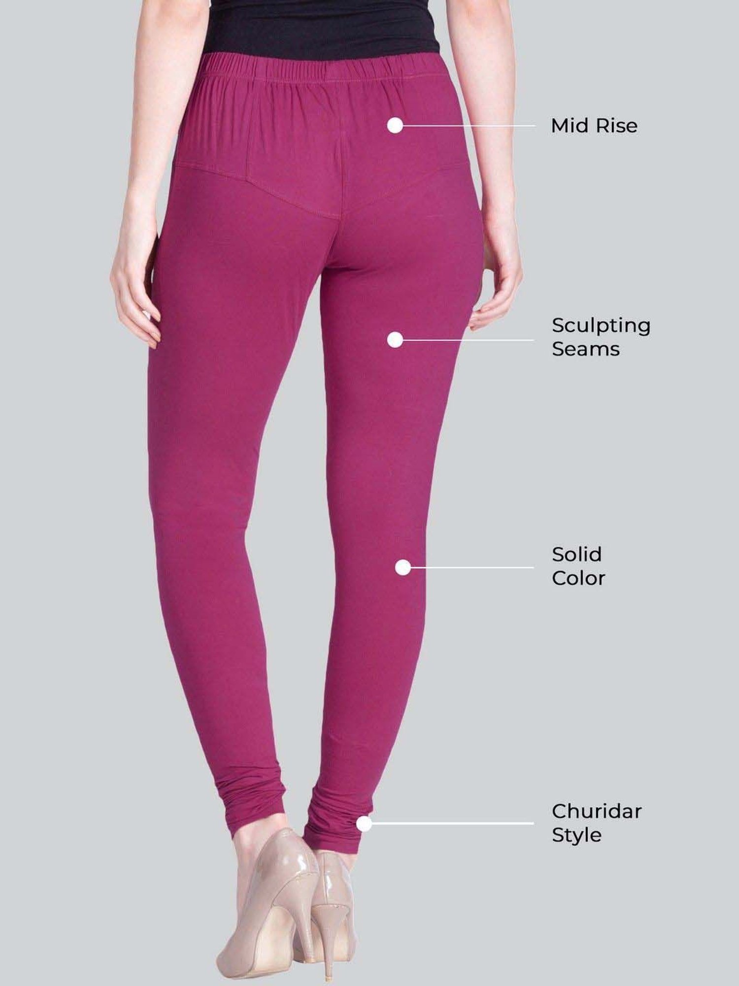 Lyra Purple Cotton Full Length Leggings
