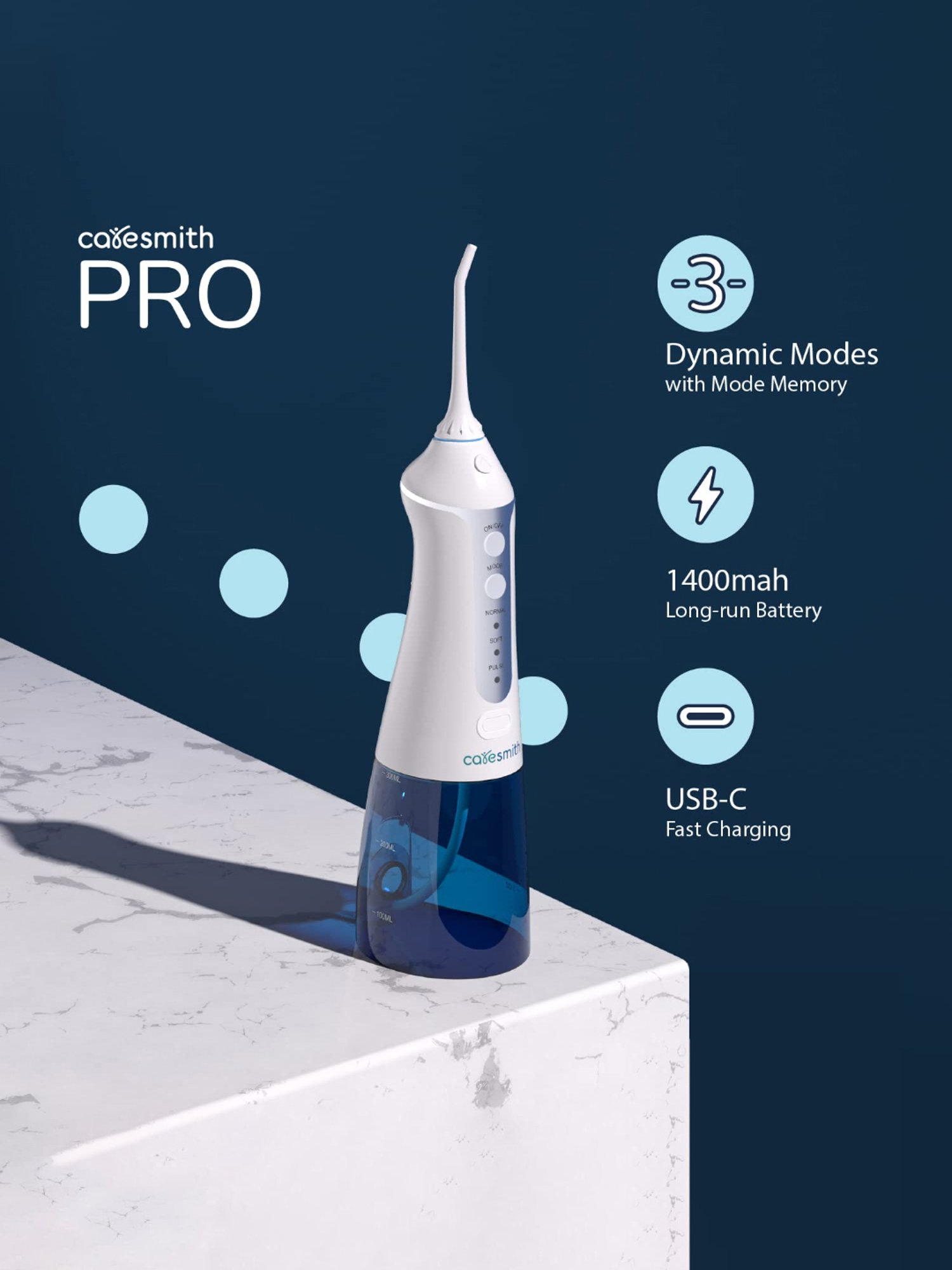 Caresmith FC1591 Professional Cordless Oral Flosser (White)