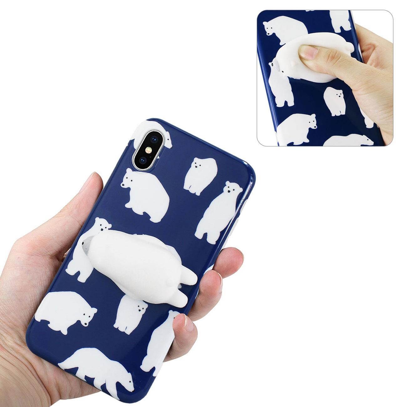 REIKO iPhone X/iPhone XS TPU DESIGN CASE WITH  3D SOFT SILICONE POKE SQUISHY POLAR BEAR