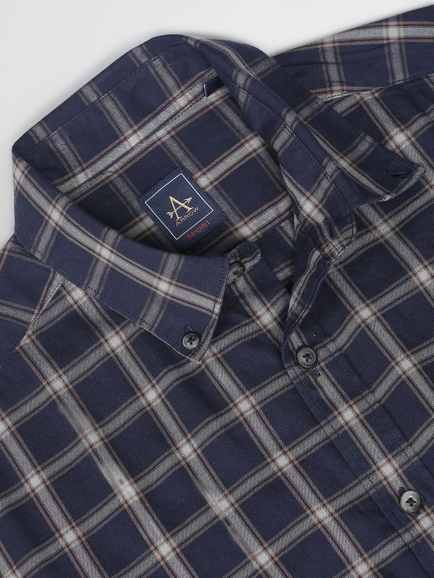 Arrow Sport Blue Cotton Slim Fit Checks Shirt