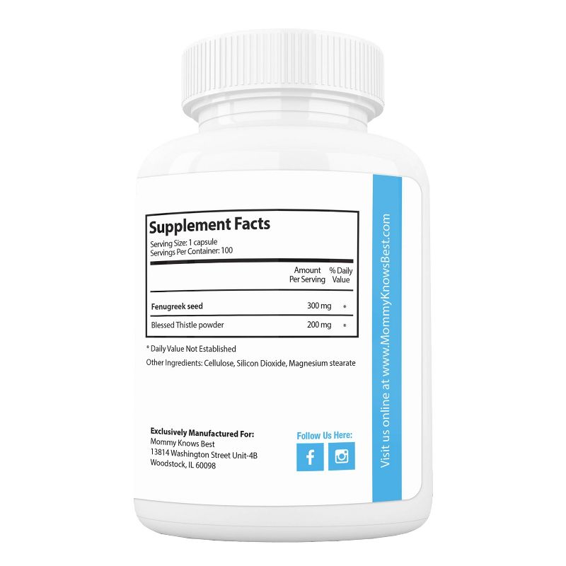 Mommy Knows Best Fenugreek Blessed Thistle Lactation Supplement - 100ct