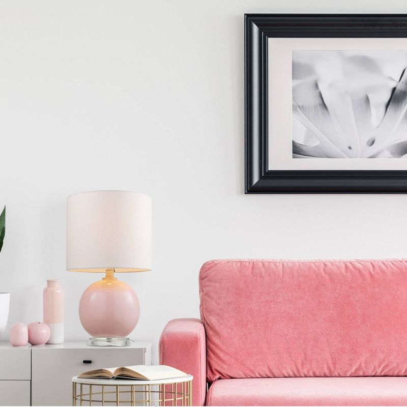 18" Camille Table Lamp with Fabric Shade Blush Pink/White - Globe Electric