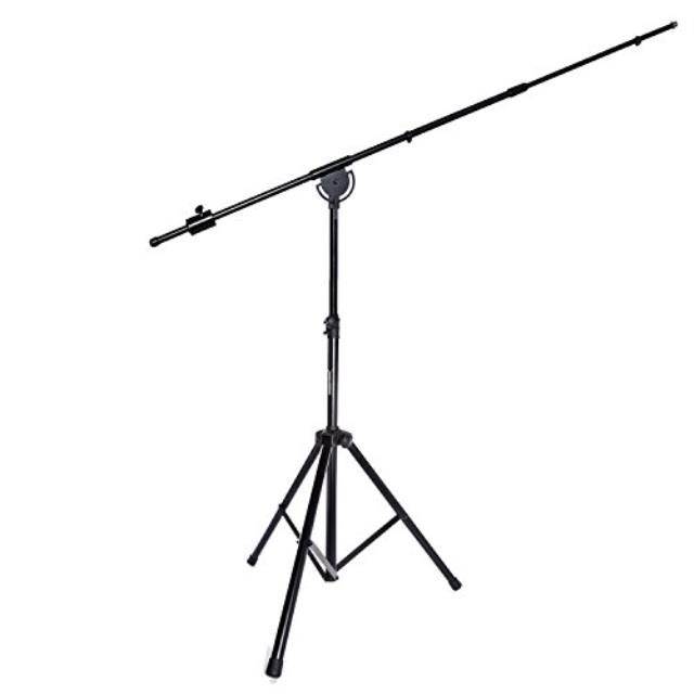 LyxPro SMT-1 Professional Microphone Stand Heavy Duty 90&rdquo; Studio Overhead Boom Stand with Rolling Casters, 87&rdquo; Extra Long Telescoping Arm Mount, Foldable Tripod Legs & Adjustable Counterweight