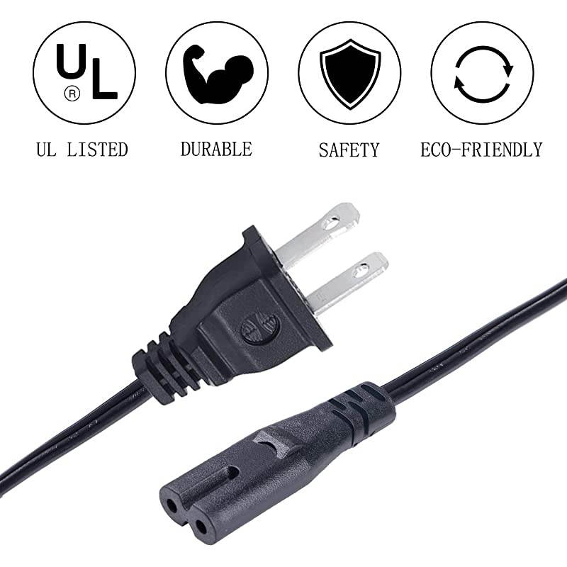 8ft 2 Prong Power Cord for Samsung Soundbar Subwoofer Sound Bar Wireless Surround Speakers PS-WM20 HW-K370 HW-Q90r IEC C7 Power Cord Replacement AC Cable