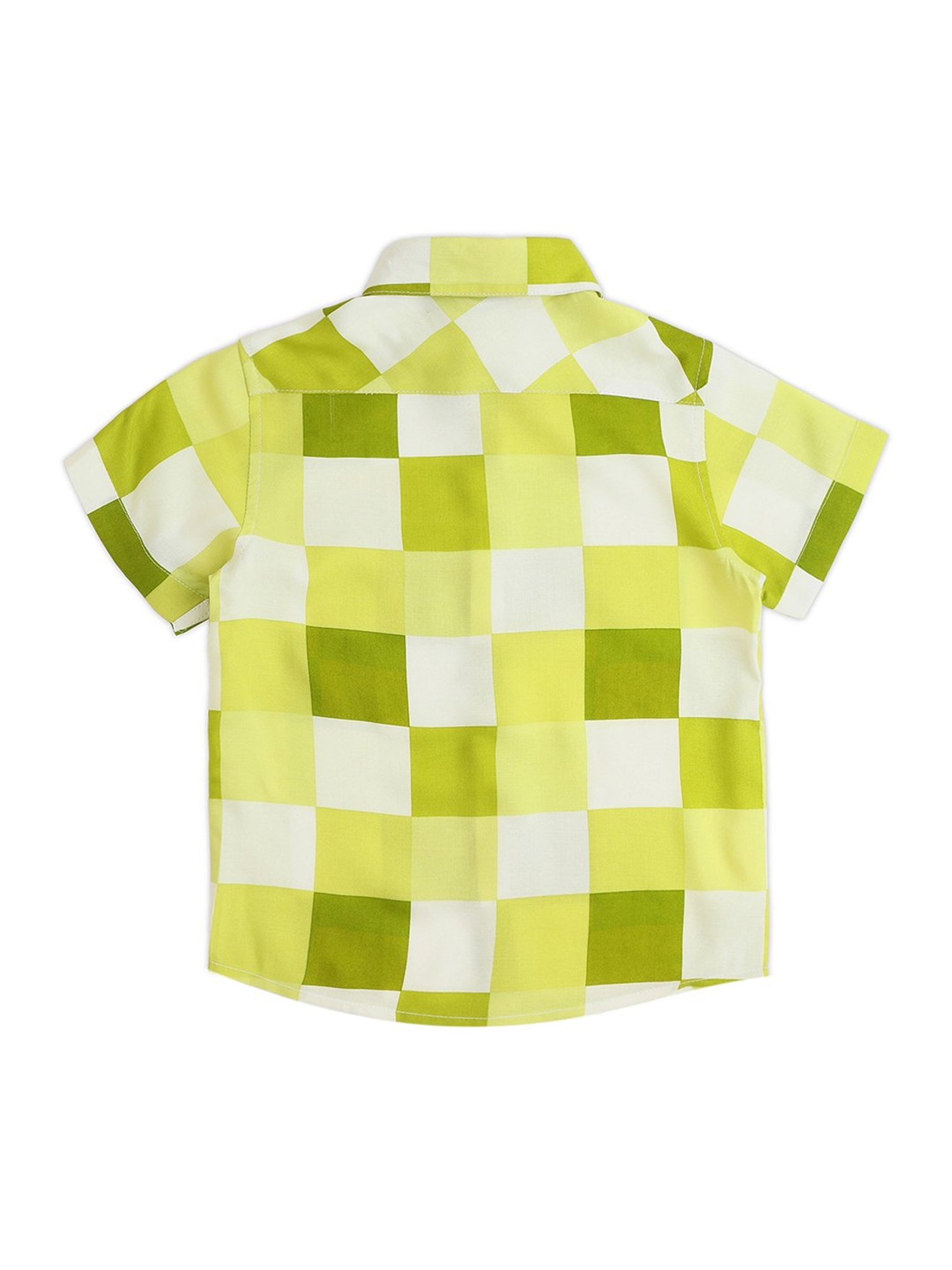 Lil Drama Kids Green & White Checks Shirt