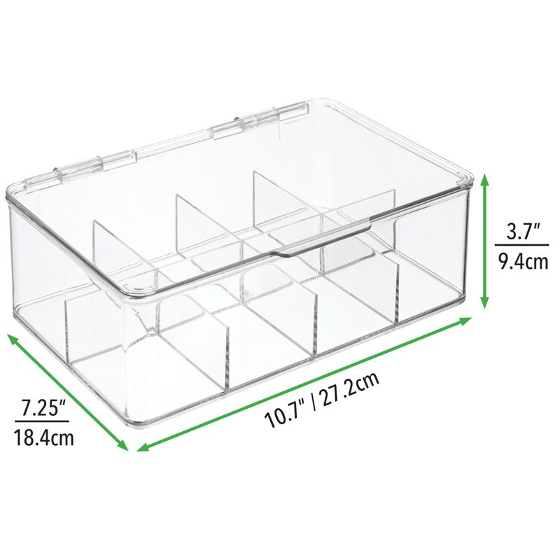 mDesign Divided First Aid Kit Storage Box for Cabinet, Closet, 2 Pack - Clear