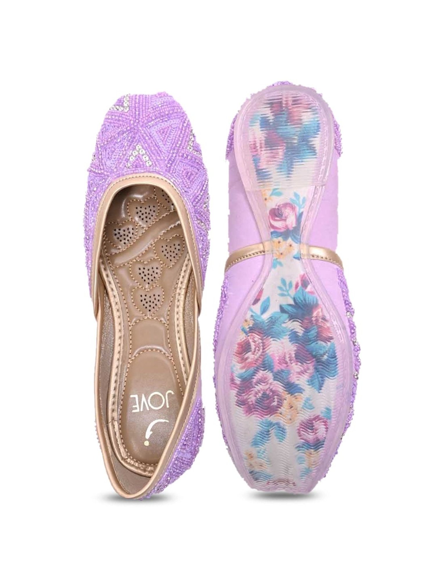 Jove Women's Purple Ethnic Juttis