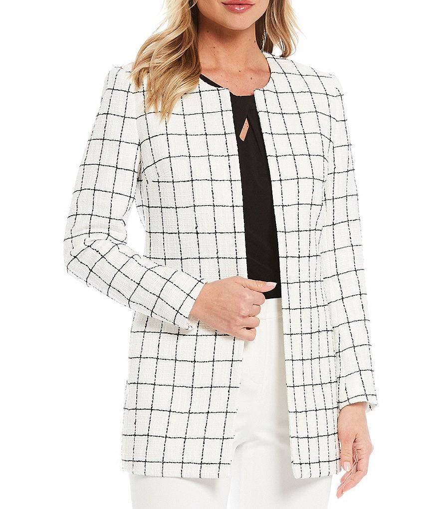 Kasper Windowpane Tweed Kissing Front Topper