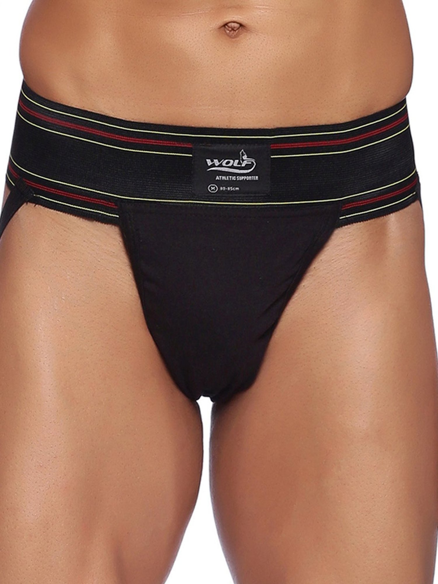 Omtex Men's Athletic Wolf Jockstraps Supporter Pack of 2 (Black) Size - L