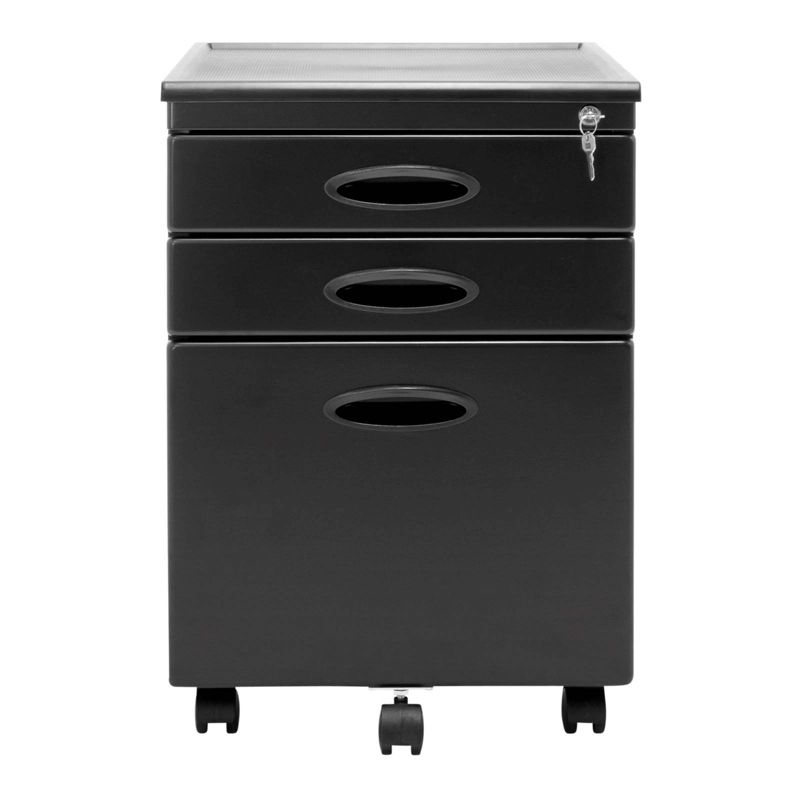 Calico Designs Office Furniture Storage 3 Drawer File Cabinet, Black (2 Pack)